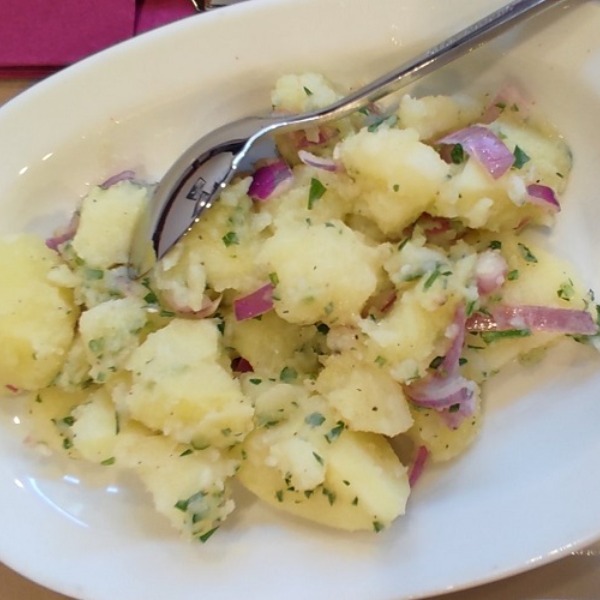 Rustic potato salad with onion
